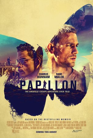Papillon, Charlie Hunnam,Rami Malek,Roland Møller,Tommy Flanagan,Eve Hewson,Nina Senicar,Michael Socha,Fernanda Diniz,Christopher Fairbank,Ian Beattie